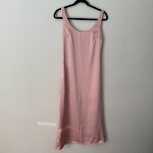 Elegant pink satin slip dress